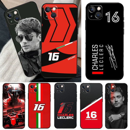 Charles Leclerc Black Background Phone Cases